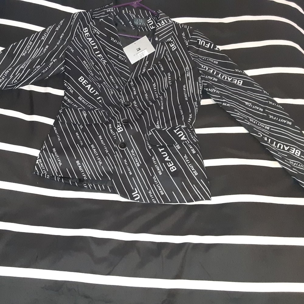 Black Blazer with White Text (beautiful)